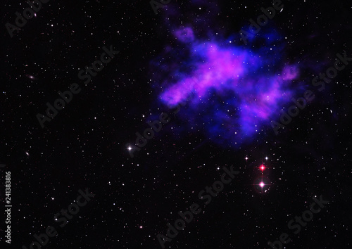 Star field in space and a nebulae. 3D rendering