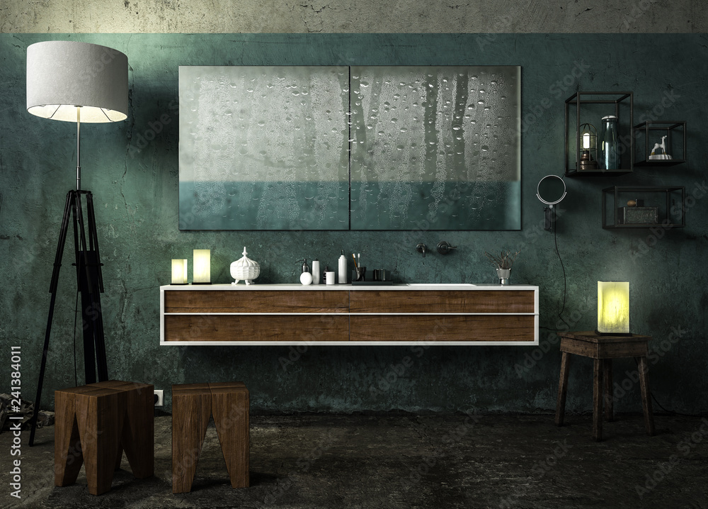 Antikes Badezimmer mit Holzmöbeln Antikes Badezimmer mit Holzmöbeln