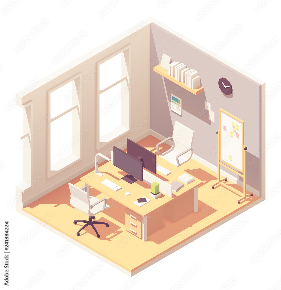Vector isometric office room interior Vector isometric office room interior