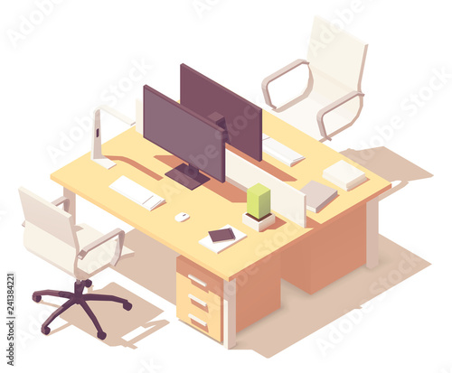 Vector isometric office desk