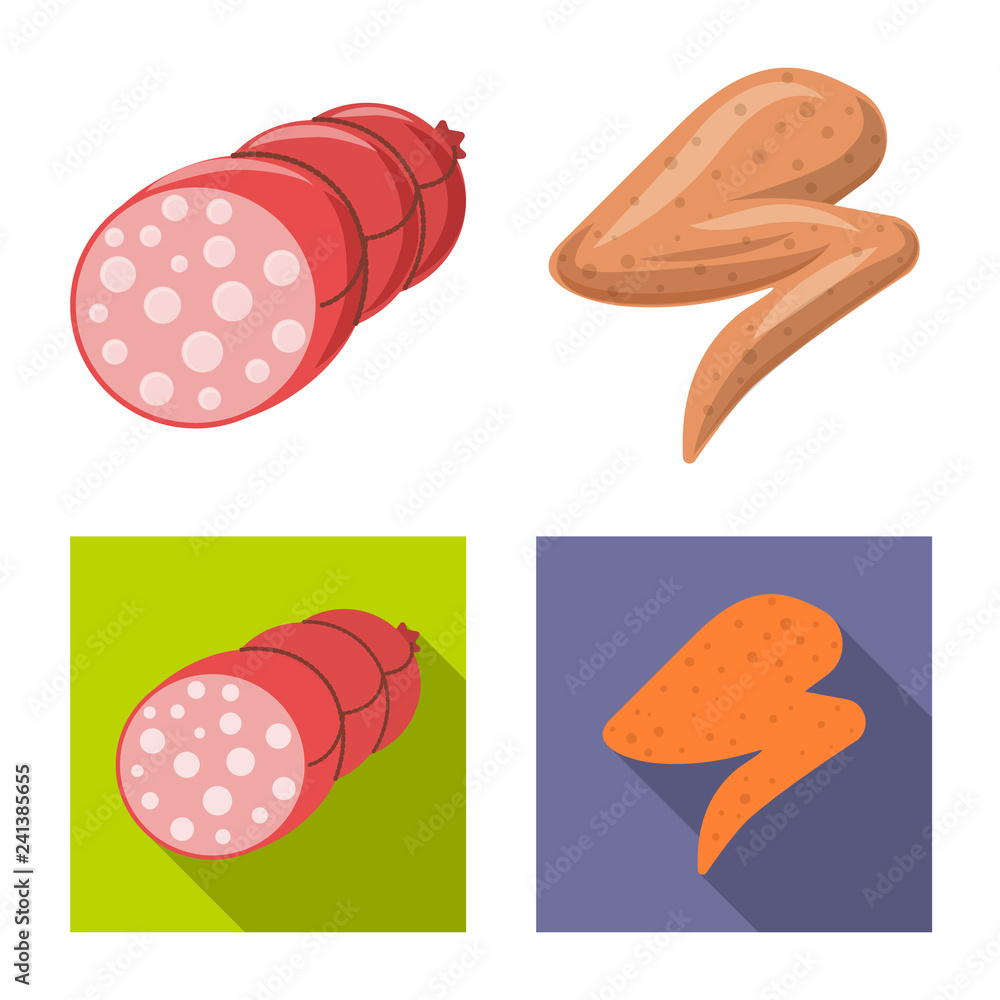 Isolated object of meat and ham icon. Collection of meat and cooking vector icon for stock.