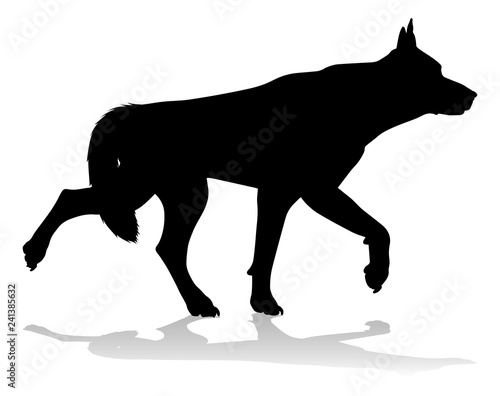 A detailed animal silhouette of a pet dog