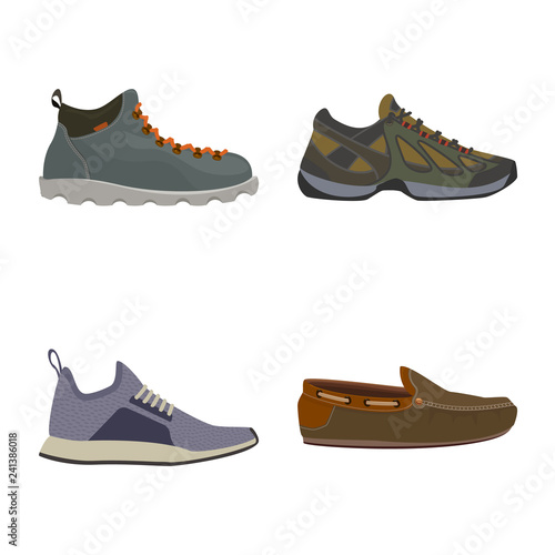 Isolated object of shoe and footwear sign. Collection of shoe and foot vector icon for stock.