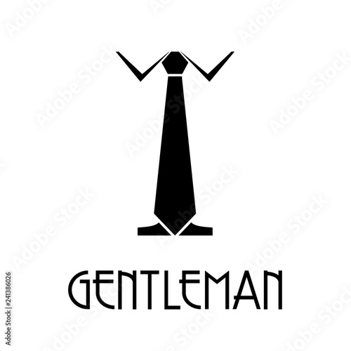 Logotipo con texto GENTLEMAN con letra I con corbata en color negro