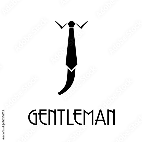 Logotipo con texto GENTLEMAN con letra J con corbata en color negro
