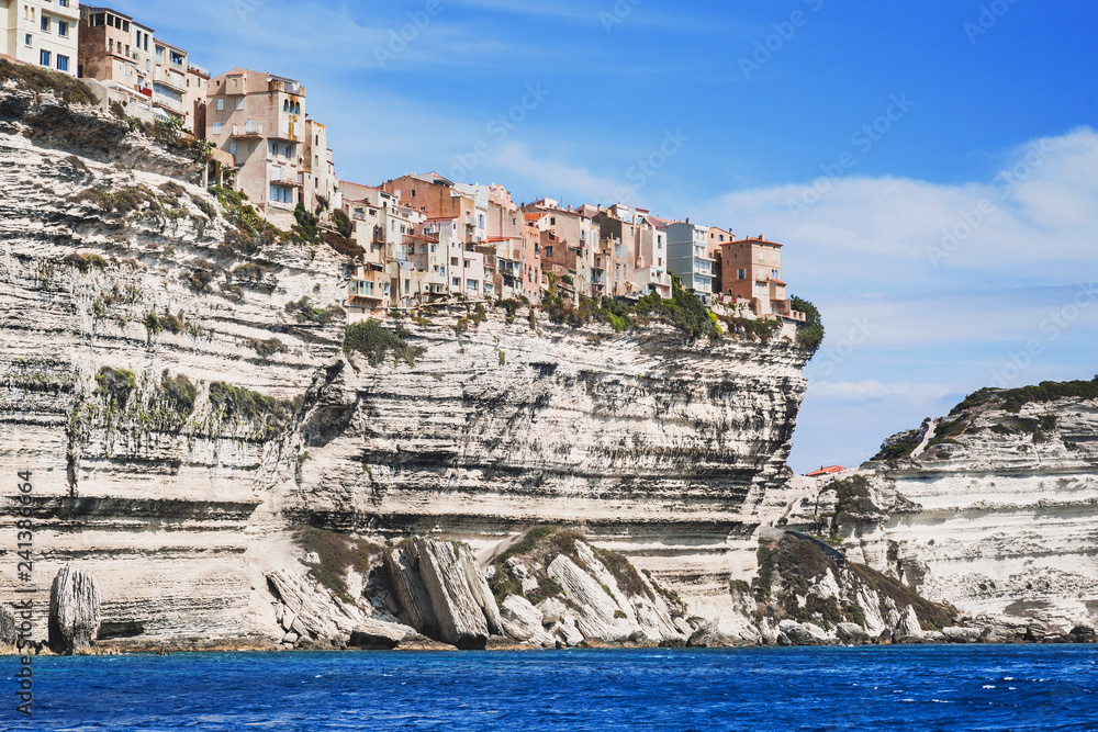 Beautiful view of Bonifacio town, Corsica island, France. Popular travel destination