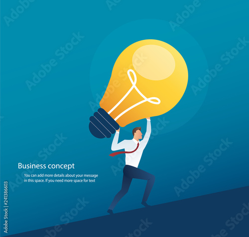 businessman carrying light bulb. concept of creative thinking vector illustration eps10