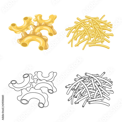 Vector illustration of pasta and carbohydrate logo. Collection of pasta and macaroni stock vector illustration.
