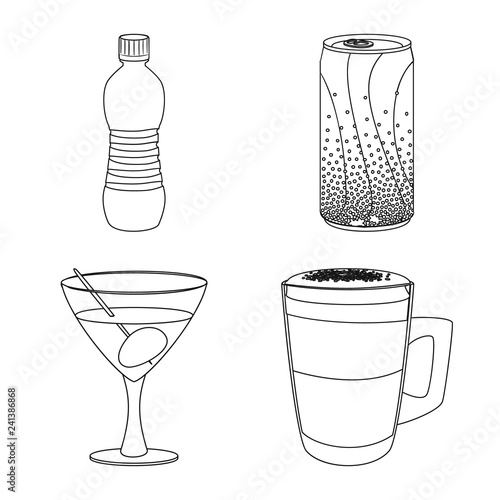 Isolated object of drink and bar sign. Set of drink and party stock symbol for web.