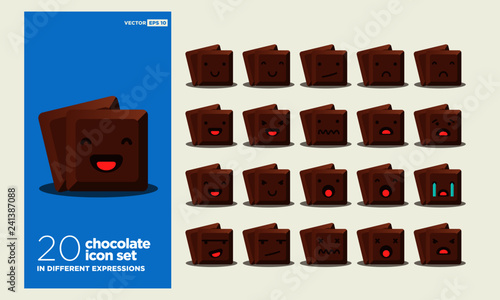 Cube of Chocolate Bar Vector Illustration In Different Expressions