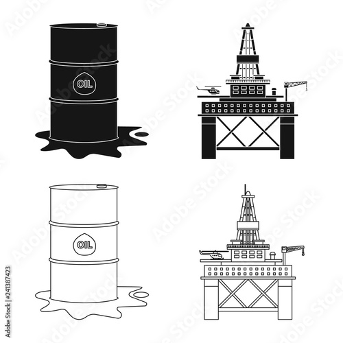 Vector design of oil and gas sign. Collection of oil and petrol stock vector illustration.