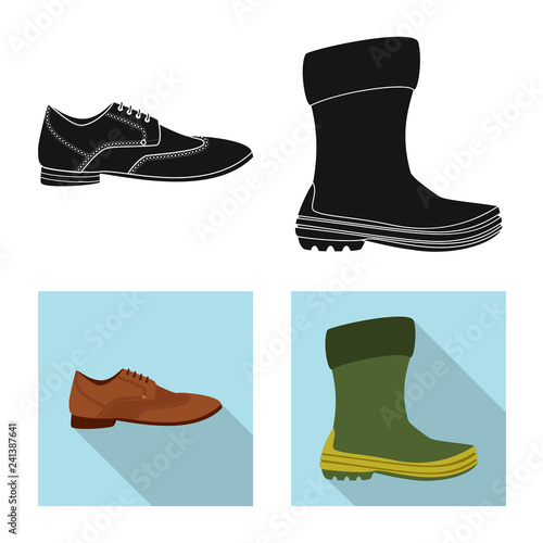 Vector illustration of shoe and footwear icon. Collection of shoe and foot vector icon for stock.