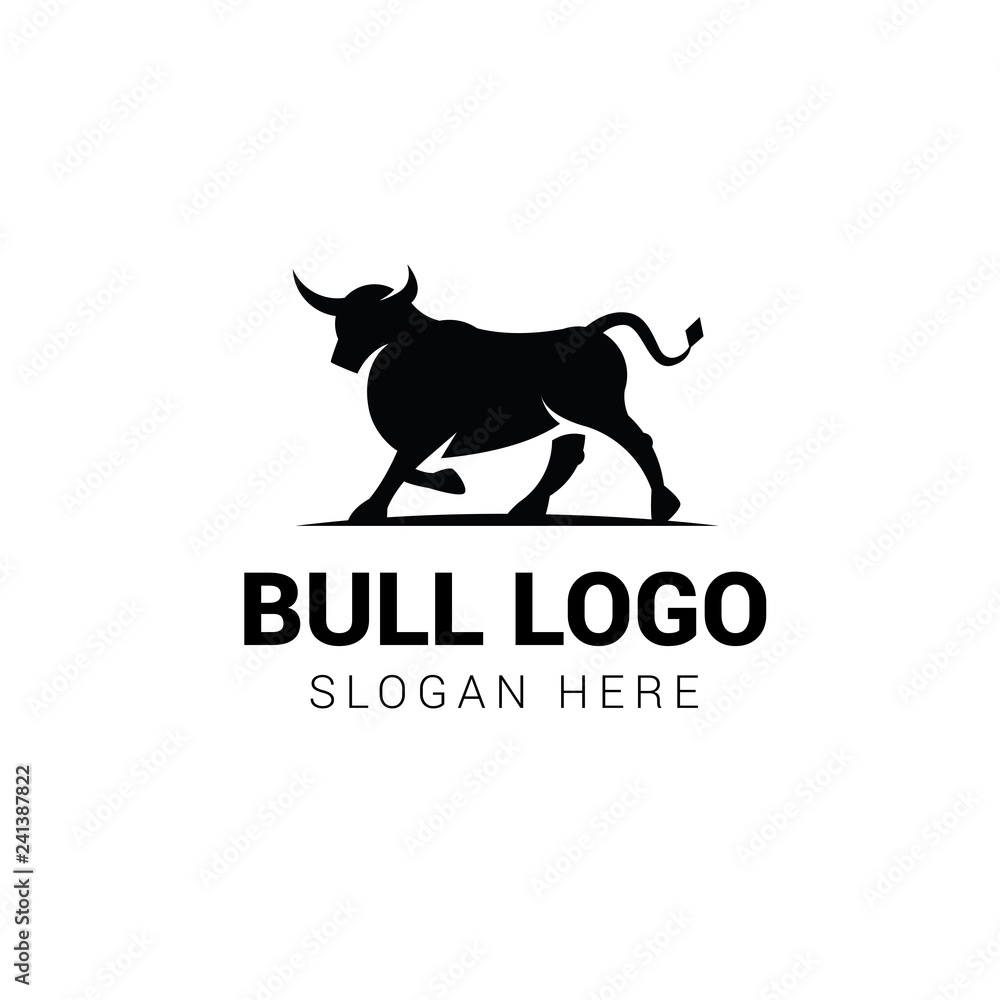 Bull walking logo template isolated on white background