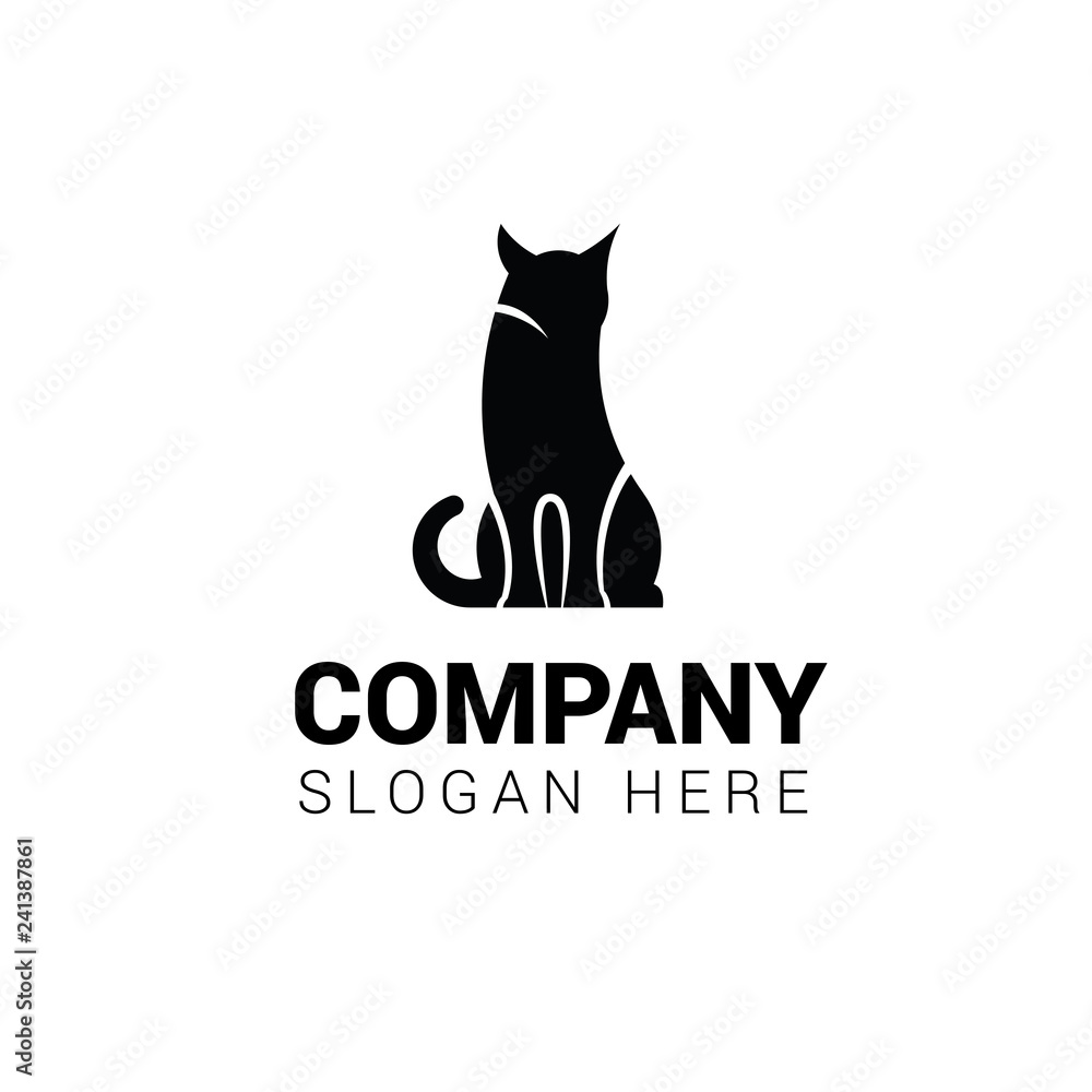 Cat sitting logo template isolated on white background Cat sitting logo template isolated on white background