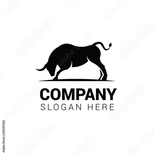 Angry bull logo template isolated on white background