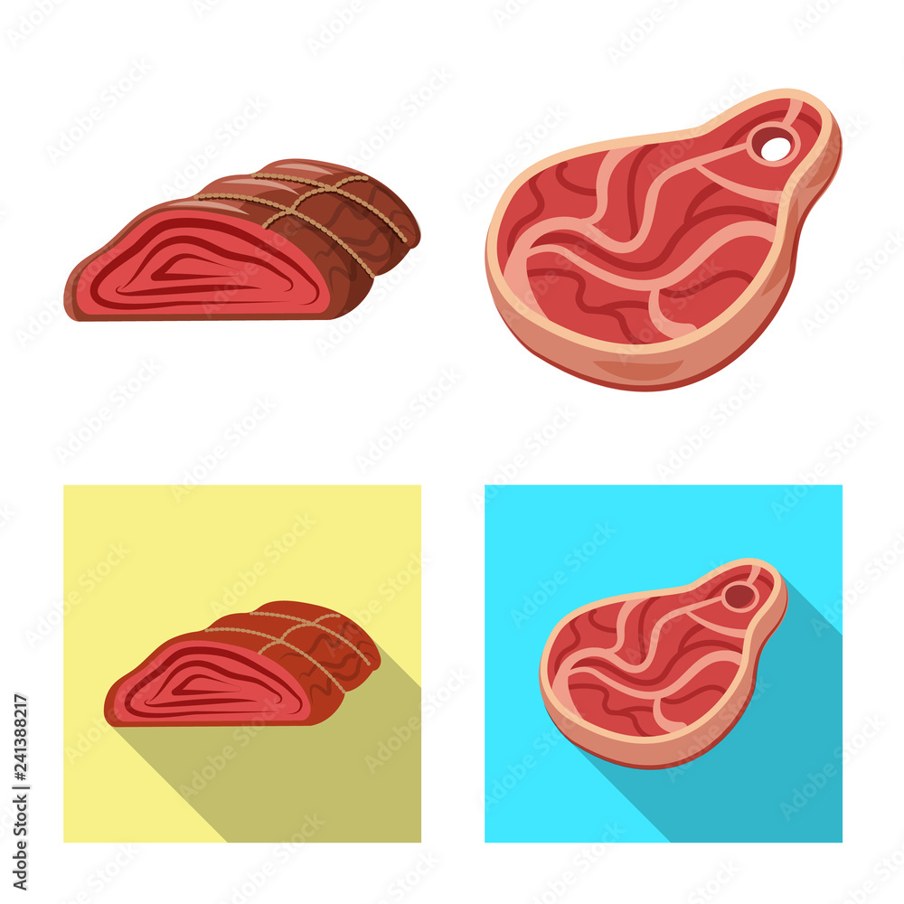 Vector design of meat and ham logo. Set of meat and cooking stock symbol for web.