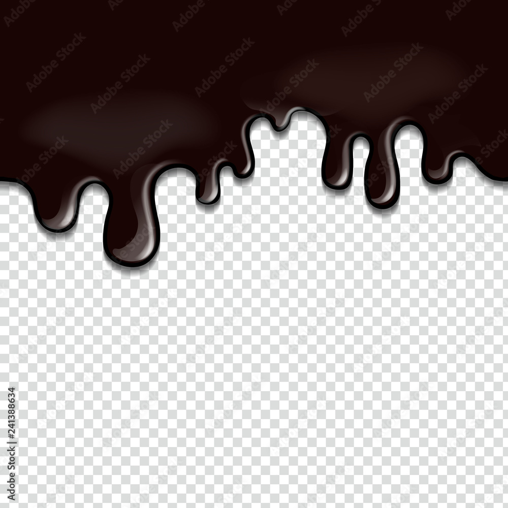 Dripping oil stain. Liquid black paint or sauce current splash seamless border illustration