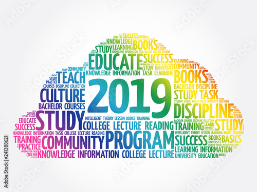 2019 Education word cloud collage, business concept background