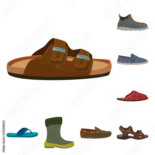 Vector illustration of shoe and footwear logo. Collection of shoe and foot vector icon for stock.