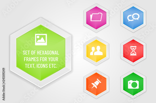 Set of hexagonal frames - modern design template