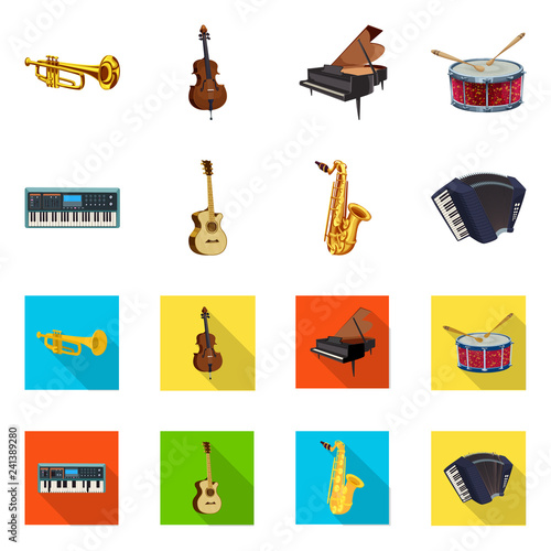 Isolated object of music and tune sign. Set of music and tool stock symbol for web.