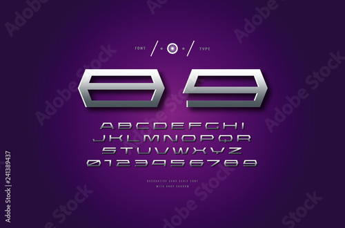 Metal chrome expanded sans serif font