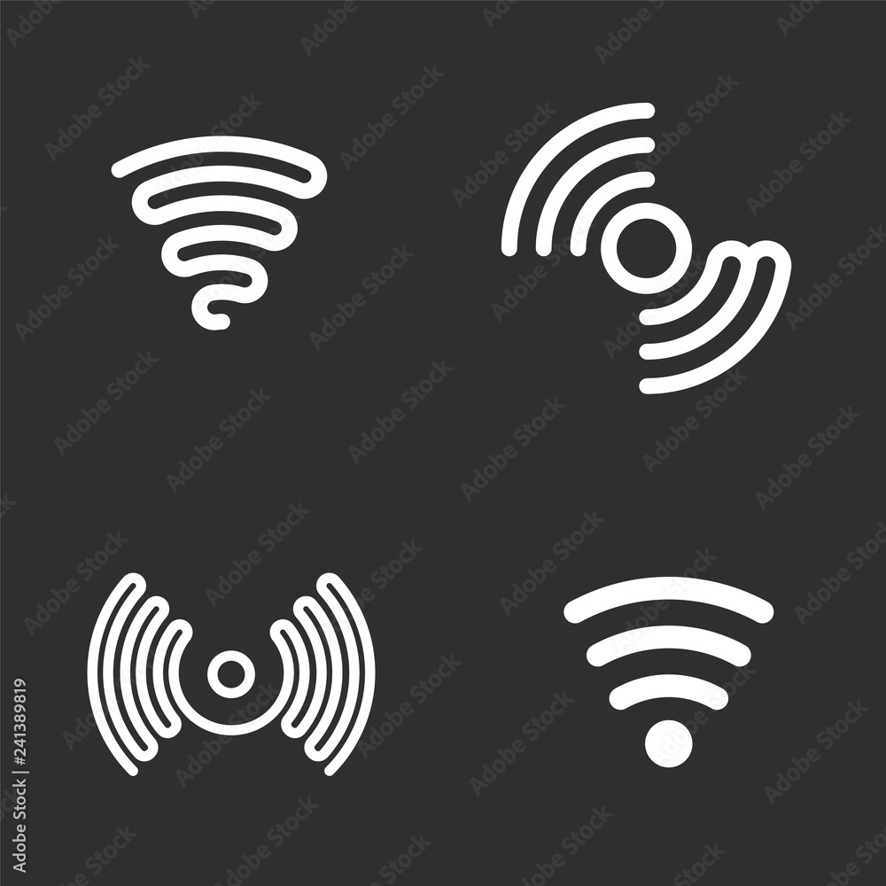 Set of wifi black vector icons. Set of wifi black vector icons.