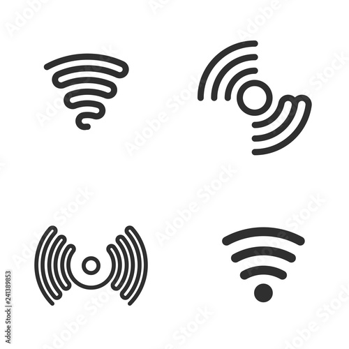 Set of wifi black vector icons.