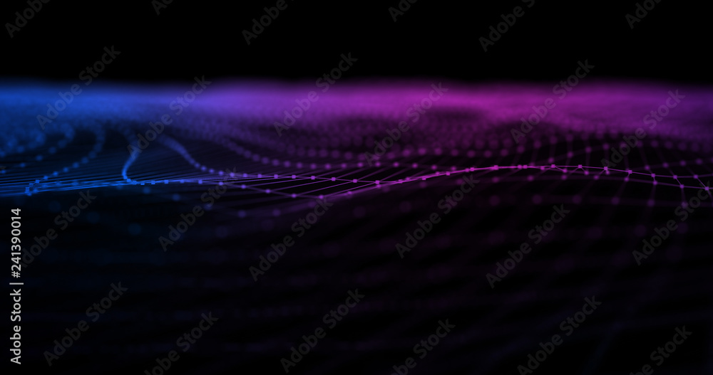 3D Wireframe Abstract Background Render With Moving Lines - Technology And Internet Connection Concept 3D Wireframe Abstract Background Render With Moving Lines - Technology And Internet Connection Concept