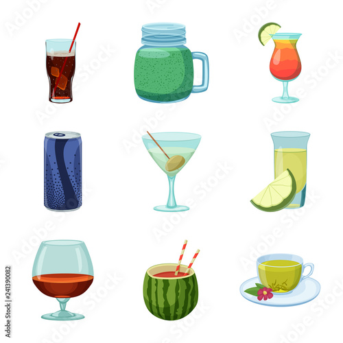 Vector design of drink and bar logo. Collection of drink and party stock vector illustration.