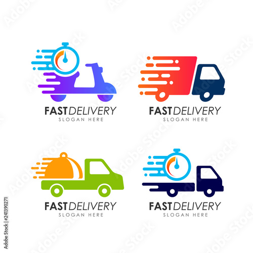 fast delivery logo design. courier logo design template