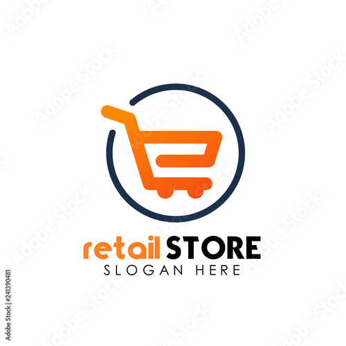 retail store logo design template. shopping cart logo icon design