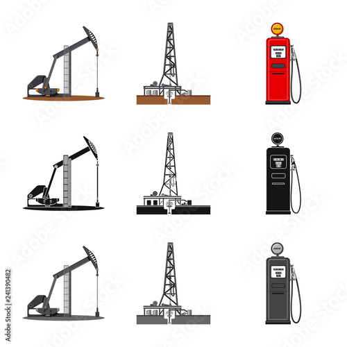 Isolated object of oil and gas icon. Set of oil and petrol vector icon for stock.