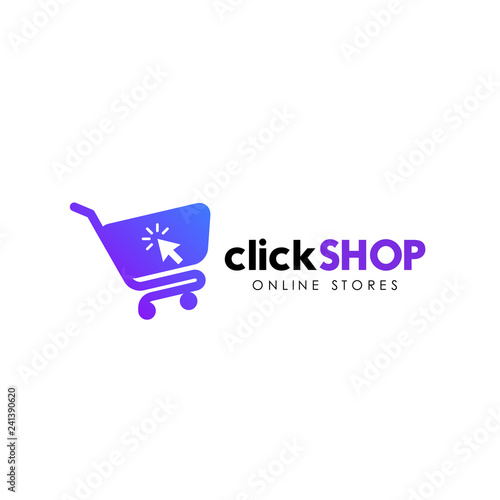 click shop logo icon design. online shop logo design template