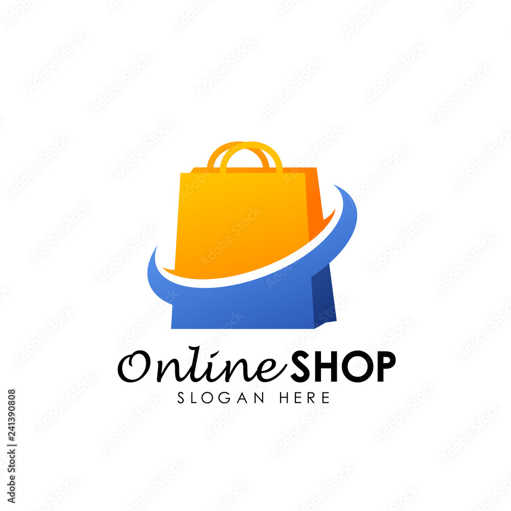 online shop logo design vector icon. shopping logo design
