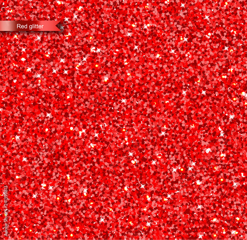 Red glitter texture Vector realistic. Detailed 3d illustration decors templates