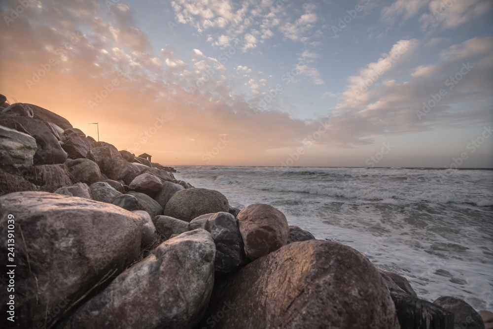 View from a windy day on the beach. Sunset. View from a windy day on the beach. Sunset.