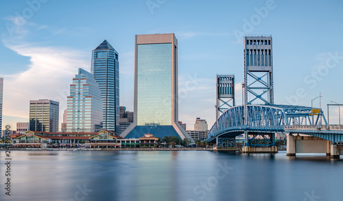 Skyline of Jacksonville  FL and Main Street Bridge
