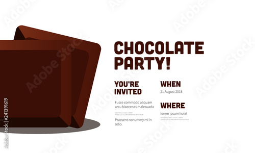 Chocolate Party Invitation Design with Where and When Details