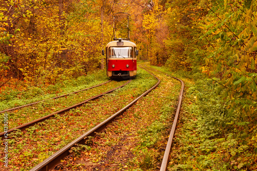 Vintage red tram