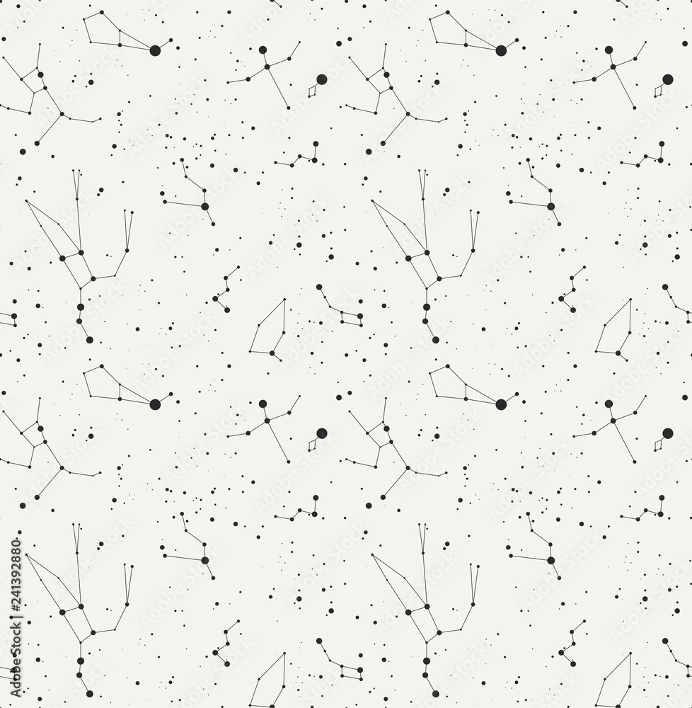 Star constellation seamless black white vector pattern Star constellation seamless black white vector pattern