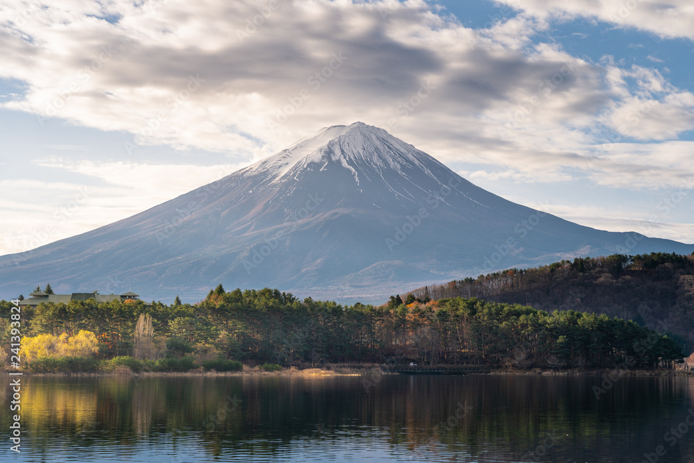 Fujisan volcano mountain, highest mountain in Japan in a beautiful morning