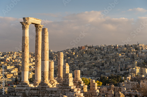 Amman Citadel, Ancient Roman architecture and city on top of mountain in Jordan