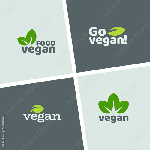 Eco food logo design, healthy organic bio product, eco friendly, vegan icons