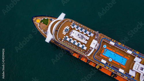 Large cruise ship at sea, Passenger cruise ship vessel, sailing across the Gulf of Thailand. © Kalyakan