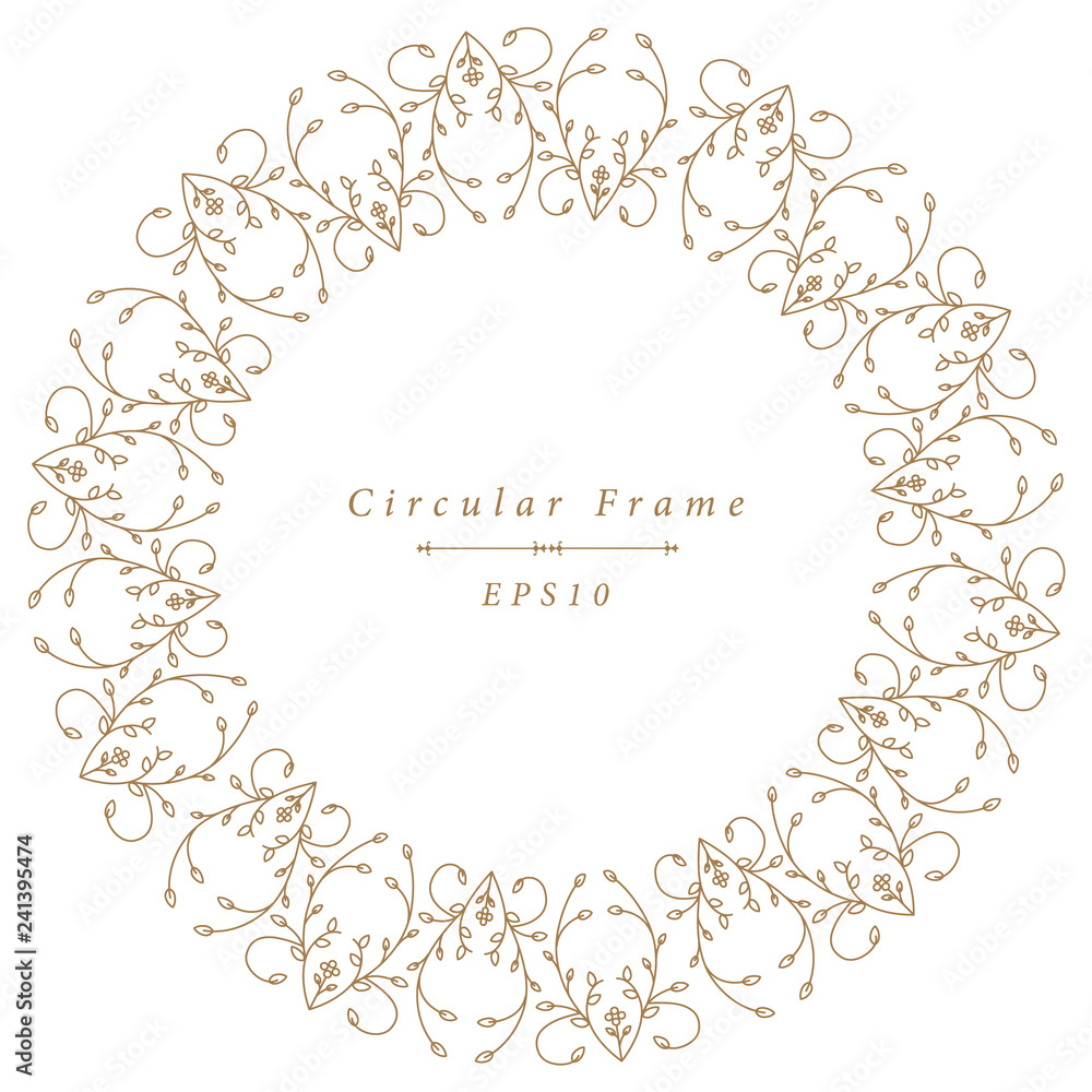 Ornamental antique frame in circular shape isolated on white background Ornamental antique frame in circular shape isolated on white background