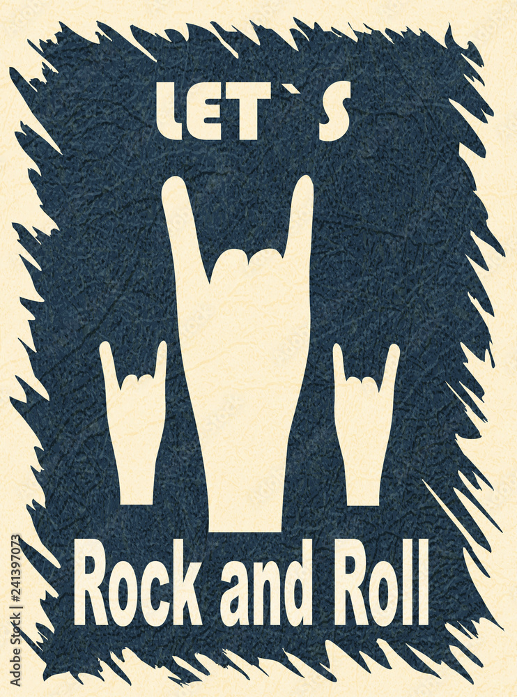 Let`s Rock and Roll. Rock-n-roll hand gesture, horn. Rock festival ...