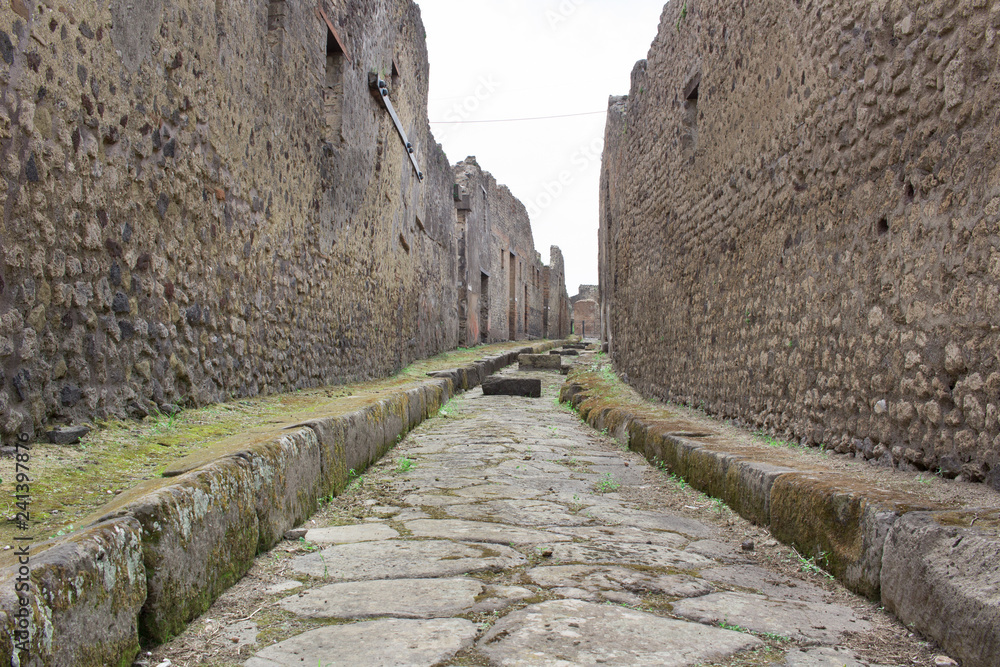 Old ancient city village town stone rocks street of Italian Pompei