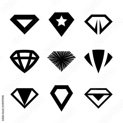 Vector diamonds, brilliants, gems, stones. Jewelry icon and logo design graphics