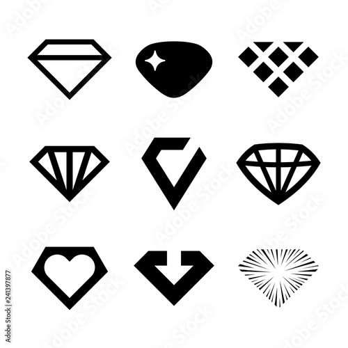 Vector diamonds, brilliants, gems, stones. Jewelry icon and logo design graphics
